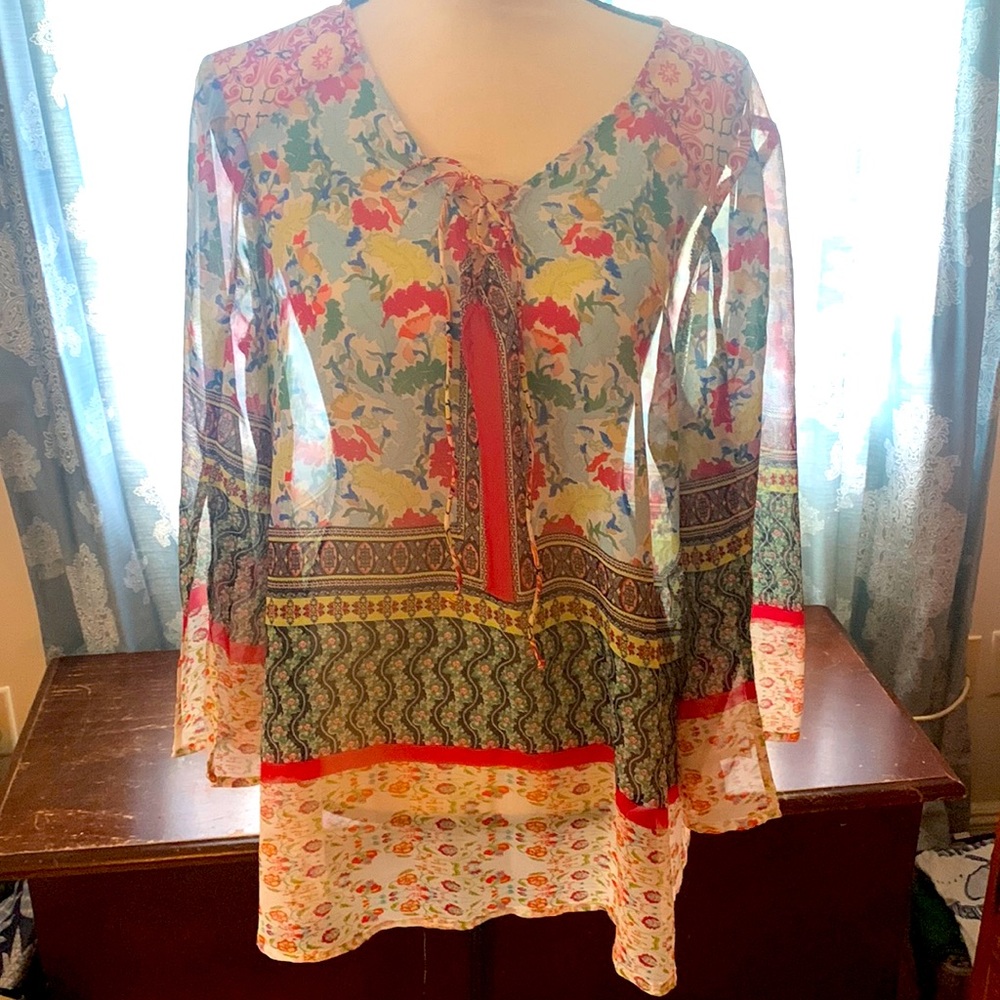 Fig & flower boho Anthropologie whimsical blouse